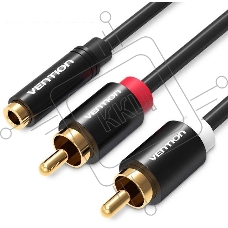 Кабель Vention аудио Jack 3,5 mm F/2RCA M - 2м Чёрный
