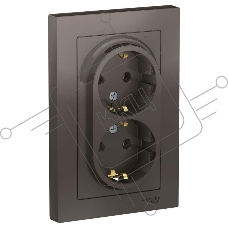 Розетка 2-м ATLAS DESIGN с заземл. 16А в сборе мокко SchE ATN000624
