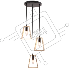Светильник Ambrella light TR80499/3 BK/LW черный/светлое дерево E14/3 max 60W D350*1000