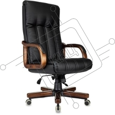 Кресло руководителя Бюрократ T-9932Walnut-Low черный, кожа, низк. спин. крестов. металл/дерево