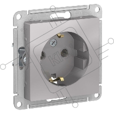 Механизм розетки 1-м СП ATLAS DESIGN с заземл. 16А алюм. SchE ATN000343