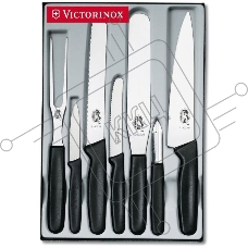 Набор ножей кухонных Victorinox Standart (5.1103.7) компл.:4шт вилка черный подар.коробка