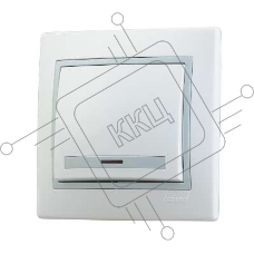 Выключатель 1-кл. СП Мира 10А IP20 с подсветкой бел./сер. LEZARD 701-0215-111