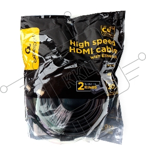 Кабель HDMI Cablexpert CCF2-HDMI4-20M, 19M/19M, v2.0, медь, позол.разъемы, экран, 2 фер.кольца, 20м, черный, пакет