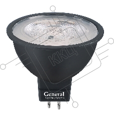 Лампа Светодиодная General GLDEN-MR16-8-230-GU5.3-3000 Диффузор 60 градусов Черный корпус 1/10/100
