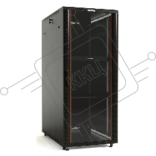 Шкаф напольный Hyperline TTB-4268-AS-RAL9004 19-дюймовый, 42U, 2055x 600х 800 мм (ВхШхГ), передняя стеклянная дверь со стальными перфорированными боковинами, задняя дверь сплошная, ручка с замком