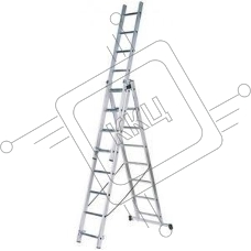 Лестница FIT 65432  трехсекционная алюминиевая 3х7 ступеней h=202/339/476см вес 9.16кг