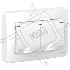 Розетка 2-м СП BLANCA 16А 250В с защ. крышкой защ. шторки с заземл. IP44 бел. SchE BLNRS441121