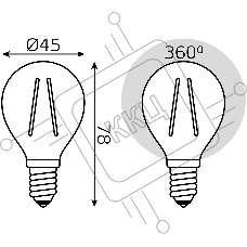 Лампа филам. Gauss Filament 11Вт цок.:E14 шар 220B 4100K св.свеч.бел.ней. (упак.:10шт) (105801211)