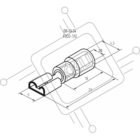 Клемма плоская изолированная гнездо 9 мм 1.5-2.5 мм² (РПи-м 2.5-(9.0)) REXANT