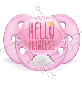 Пустышка ultra soft, Hello princess, 6-18 мес, 1 шт, для девочек