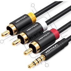 Кабель Vention аудио Jack 3,5 mm M/3RCA M - 1.5м Черный