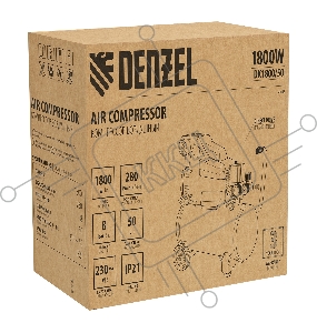 Компрессор DENZEL воздушный DK1800/50,Х-PRO 1,8 кВт, 280л/мин, 50л 58068
