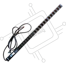 Вертикальный блок розеток, 4xC19 + 20xC13, 250V, 32A, A/V-метр, шнур 3 метра, вилка IEC309