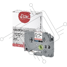 Кассета с лентой S'OK by Sakura Printing TZE435 для Brother,  белый на красном, 12мм/8м , наклейка