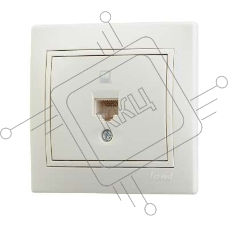 Розетка компьютерная 1-м СП Мира RJ45 крем/крем Lezard 701-0303-139