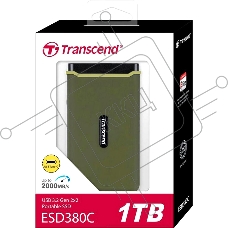 Накопитель Transcend Portable SSD ESD380C, 1000GB, Type-C, USB 3.2 Gen2, R/W 2000/2000MB/s, 97x54x13мм, два кабеля в комплекте (3 года)
