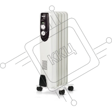 Масляный обогреватель Ballu Classic BOH/CL-05WRN (5 секций), белый, 1000 Вт, 15 м2, термостат