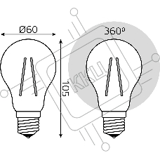Лампа светодиодная Gauss Filament 102902120 20Вт цок.:E27 груша 220B св.свеч.бел.теп. (упак.:10шт)