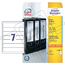 Этикетки Avery Zweckform L4760-25 A4 38x192мм 7шт на листе/80г/м2/25л./белый самоклей. универсальная