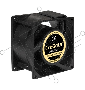 Вентилятор 220В ExeGate EX289000RUS EX08038BAT (80x80x38 мм, 2-Ball (двойной шарикоподшипник), клеммы, 2500RPM, 37dBA)