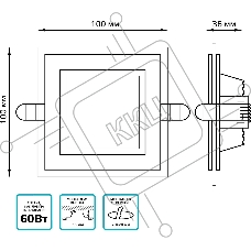 Светильник Glass кв 6W 490lm 4000K 220-240V IP20 монт Ø70х70 100*100*35 с дек стеклом LED