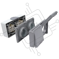 Розетка Bylectrica Роз. 2-местн. с земл., шторки, IP55 серия ПРАЛЕСКА АКВА (РА16-0156 (03))