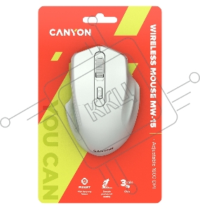 Мышь CANYON 2.4GHz Wireless Optical Mouse with 4 buttons, DPI 800/1200/1600, Pearl white, 115*77*38mm, 0.064kg