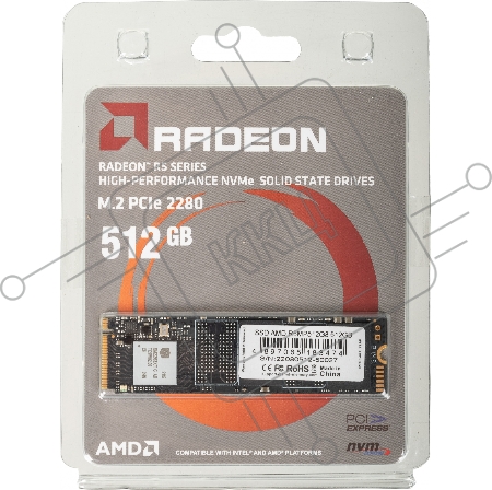 Твердотельный накопитель SSD M.2 2280 512GB AMD Radeon R5 Client SSD R5MP512G8 PCIe Gen3x4 with NVMe, 3D TLC, RTL (183474)