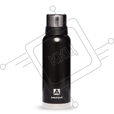 Термос Арктика 106-1200 черный, узкое горло 1,2 л, американский дизайн, антивандальное покрытие, две чашки, холод/тепло 32 ч