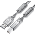 Кабель GCR PROF 1.5m USB 2.0, AM/BM, прозрачный, ферритовые кольца, 28/24 AWG, экран, армированный, морозостойкий, GCR-52422 GCR Кабель PROF 1.5m USB 2.0, AM/BM, прозрачный, ферритовые кольца, 28/24 AWG, экран, армированный, морозостойкий, GCR-52422
