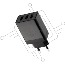 Сетевое зарядное устройство-переходник Rexant 3xUSB адаптер, 30W черный