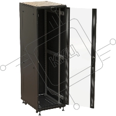 Шкаф серверный Hyperline (TTBR-4261-AS-RAL9004) напольный 42U 600x1000мм пер.дв.стекл задн.дв.спл.стал.лист 2 бок.пан. 800кг черный 910мм 2055мм IP20 сталь