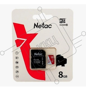 Карта памяти Netac P500 ECO MicroSDHC 8GB C10 [NT02P500ECO-008G-R], с адаптером