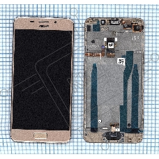 Дисплей для Asus ZenFone 3s Max ZC521TL золотой с рамкой