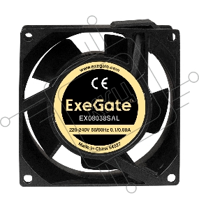 Вентилятор 220В ExeGate EX289001RUS EX08038SAL (80x80x38 мм, Sleeve bearing (подшипник скольжения), подводящий провод 30 см, 2400RPM, 36dBA)
