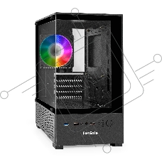 Корпус Minitower ExeGate i3 SEA (mATX, БП 550NPX, 2*USB+1*USB3.0, HD аудио, черный, 1 вент. 12см с RGB подсветкой, передняя и боковая панели - закаленное стекло)