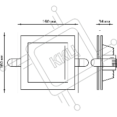 Светильник Glass кв 12W 900lm 3000K 220-240V IP20 монт Ø118х118 160*160*30 с дек стек LED