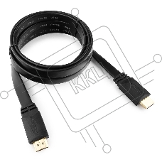 Кабель HDMI Cablexpert CC-HDMI4F-6, 19M/19M, v2.0, медь, позол.разъемы, экран, плоский кабель, 1.8м, черный, пакет
