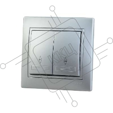 Выключатель проходной 2-кл. СП Мира 10А IP20 метал. сер. LEZARD 701-1010-106
