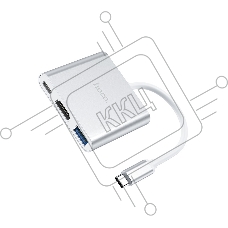 Переходник хаб HOCO HB14 Easy use Type-C adapter (Type-C to USB3.0+HDMI+PD), серебро