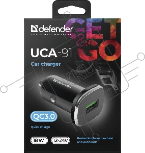 Зарядное устройство для авто 18W QC3.0 83830 DEFENDER