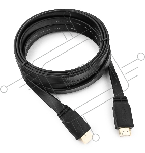 Кабель HDMI Cablexpert CC-HDMI4F-10, 19M/19M, v2.0, медь, позол.разъемы, экран, плоский кабель, 3м, черный, пакет