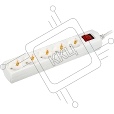 Сетевой удлинитель IEK У05В WYP10-10-05-07-ZK-G, 7м, 5 розеток, белый