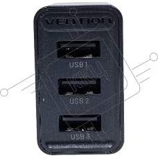 Сетевое зарядное устройство Vention на 3 порта USB 2.4A Черный