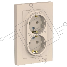 Розетка 2-м ATLAS DESIGN с заземл. 16А в сборе беж. SchE ATN000224