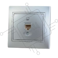 Розетка компьютерная 1-м СП Мира RJ45 метал. сер. Lezard 701-1010-139