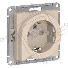 Механизм розетки 1-м СП ATLAS DESIGN с заземл. защ. шторки с выталк. 16А беж. SchE ATN000247
