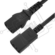 Кабель питания GCR PROF удлинитель 2.0m, С13 - С14, черный, 3x1,0мм, GCR-54337