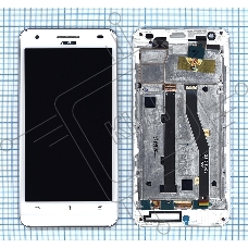Дисплей для Asus ZenFone Go T500, белый с рамкой